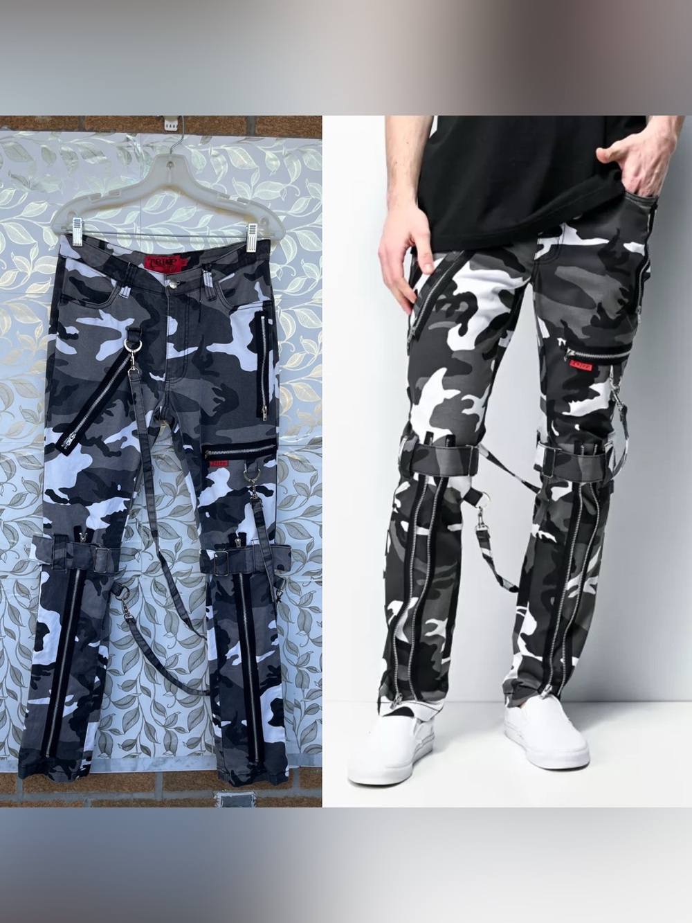 TRIPP NYC Grey Camouflage Cyber Cargo Pants Sz 30 Y2K Grunge Rave Alt Fashion